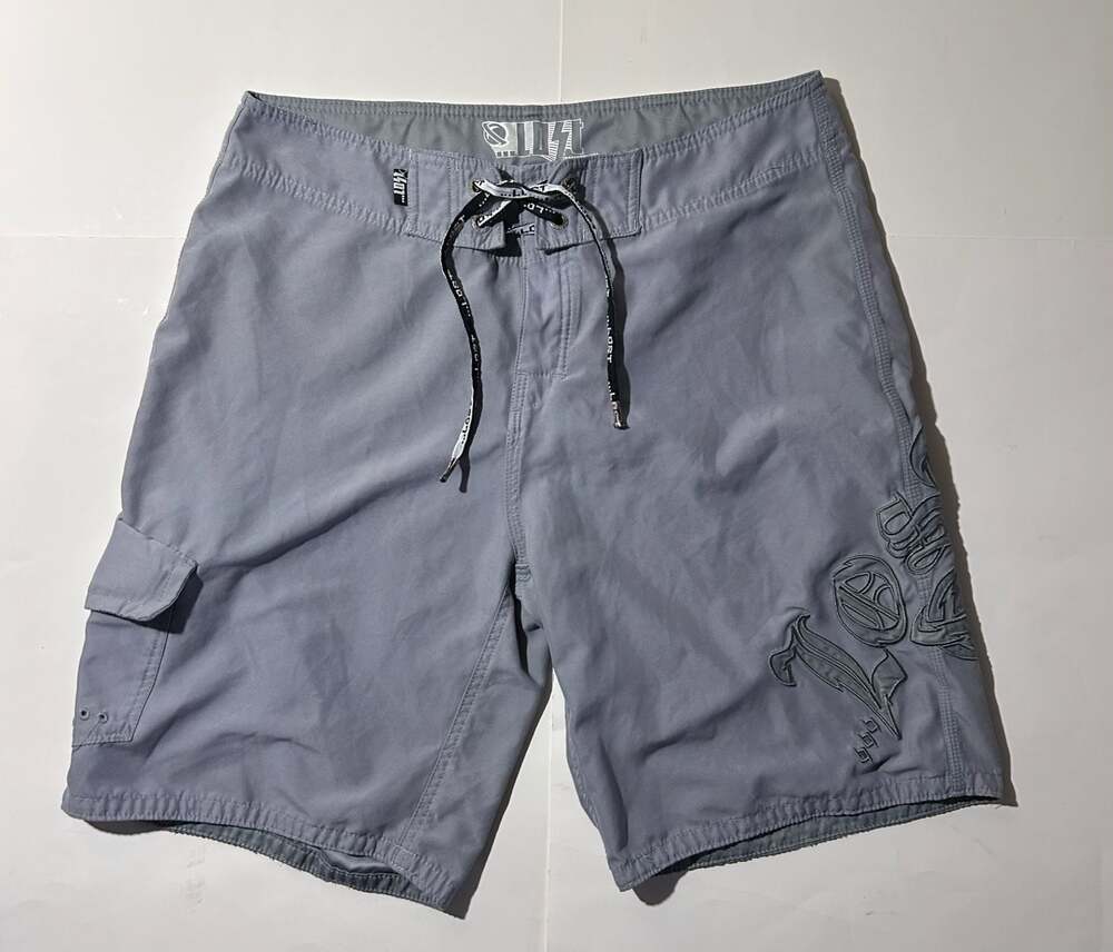 Lost Enterprises Gray Surf Boardshorts with Embroidered Detail Size 34
